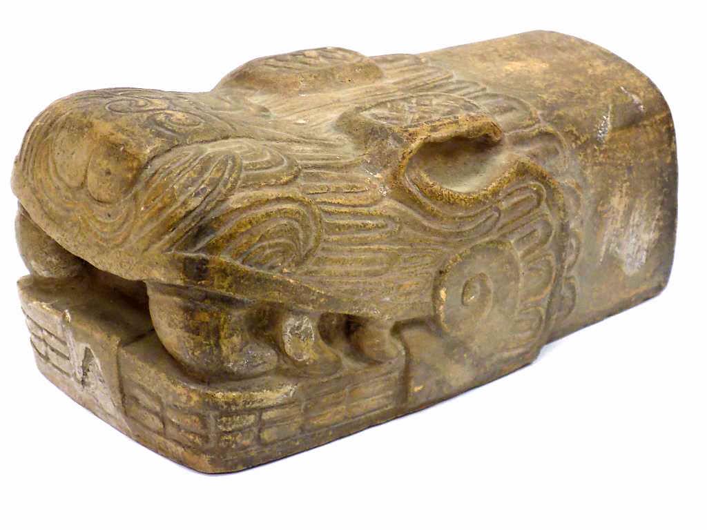 CHINESE POTTERY DRAGON HEAD PILLOW (1 of 3)