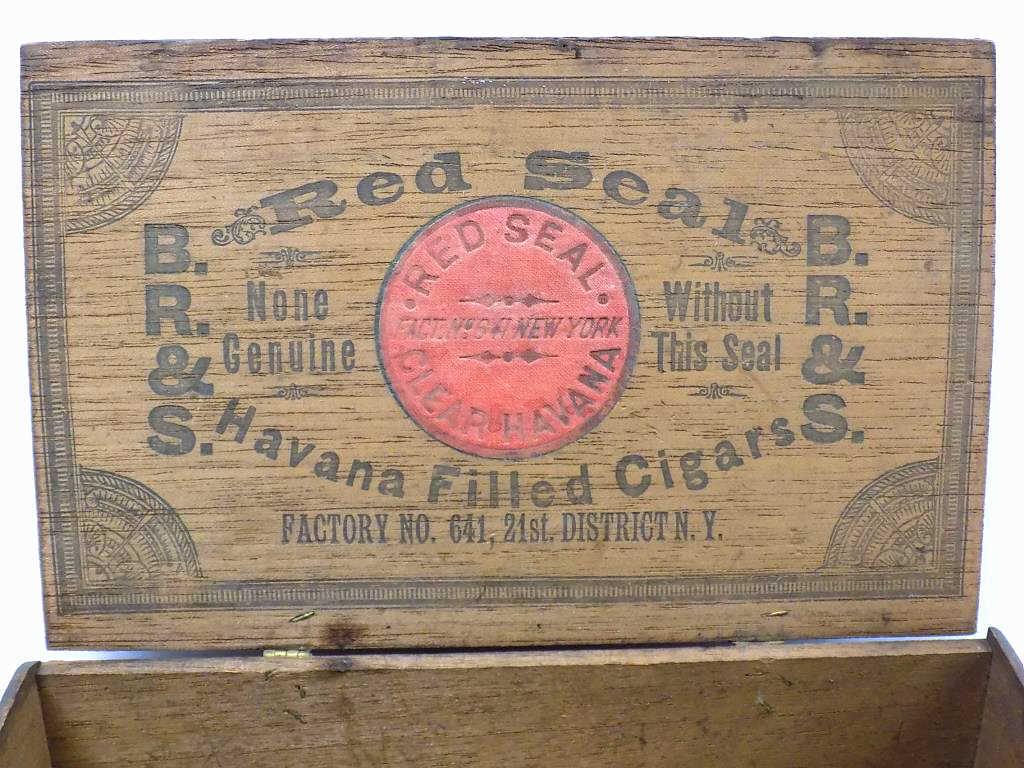 ANTIQUE RED SEAL CIGARS WOODEN BOX