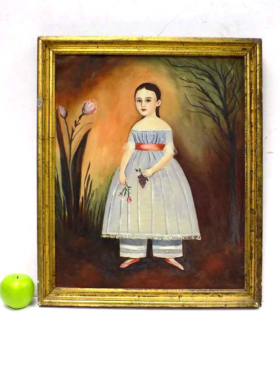 AMERICAN FOLK ART GIRL PAINTING (1 of 3)
