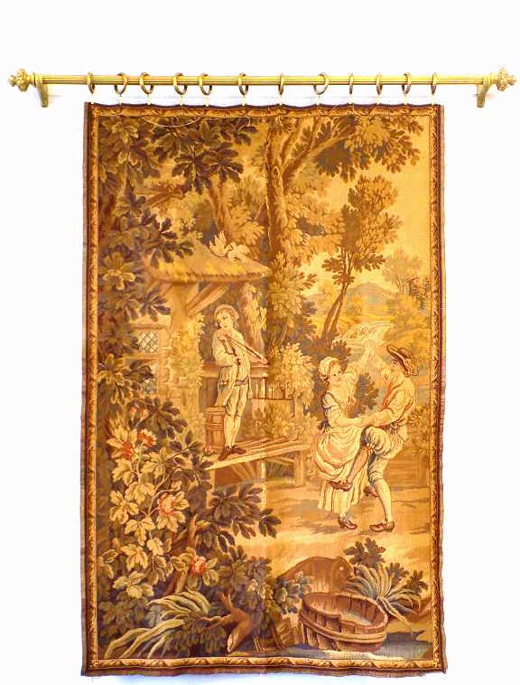 RENAISSANCE SCENE WALL SIZE TAPESTRY: Antique Renaissance Scene Wall Size Tapestry with Dancing Figures. 50.50" x 77.50"