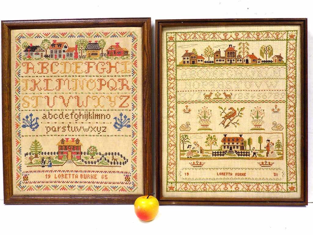PAIR AMERICAN FOLK ART SAMPLERS (1 of 5)
