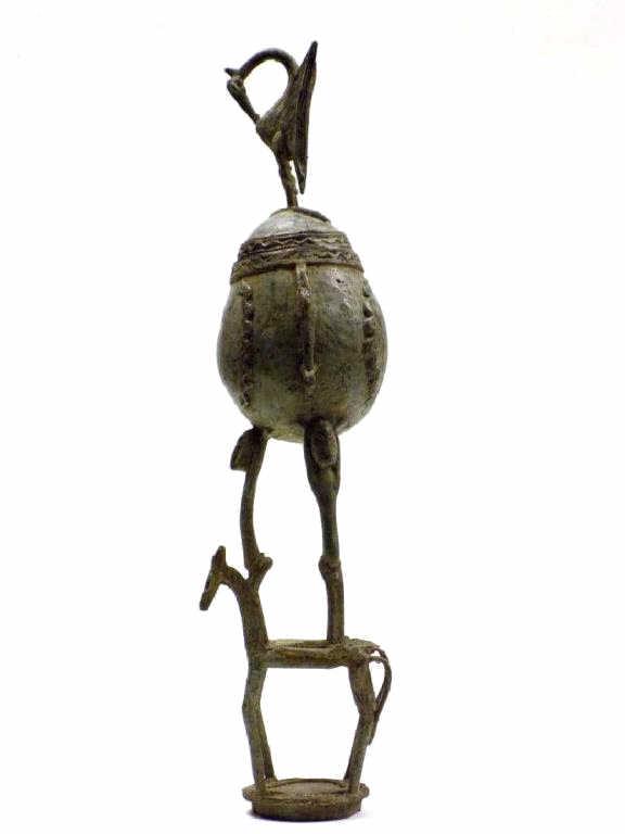 AFRICAN BRONZE FIGURAL CEREMONIAL VESSEL (1 of 3)