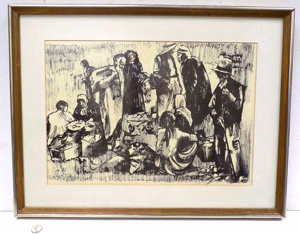 MOSHE GAT GATHERING SIGNED ARTIST PROOF LITHOGRAPH (1 of 5)