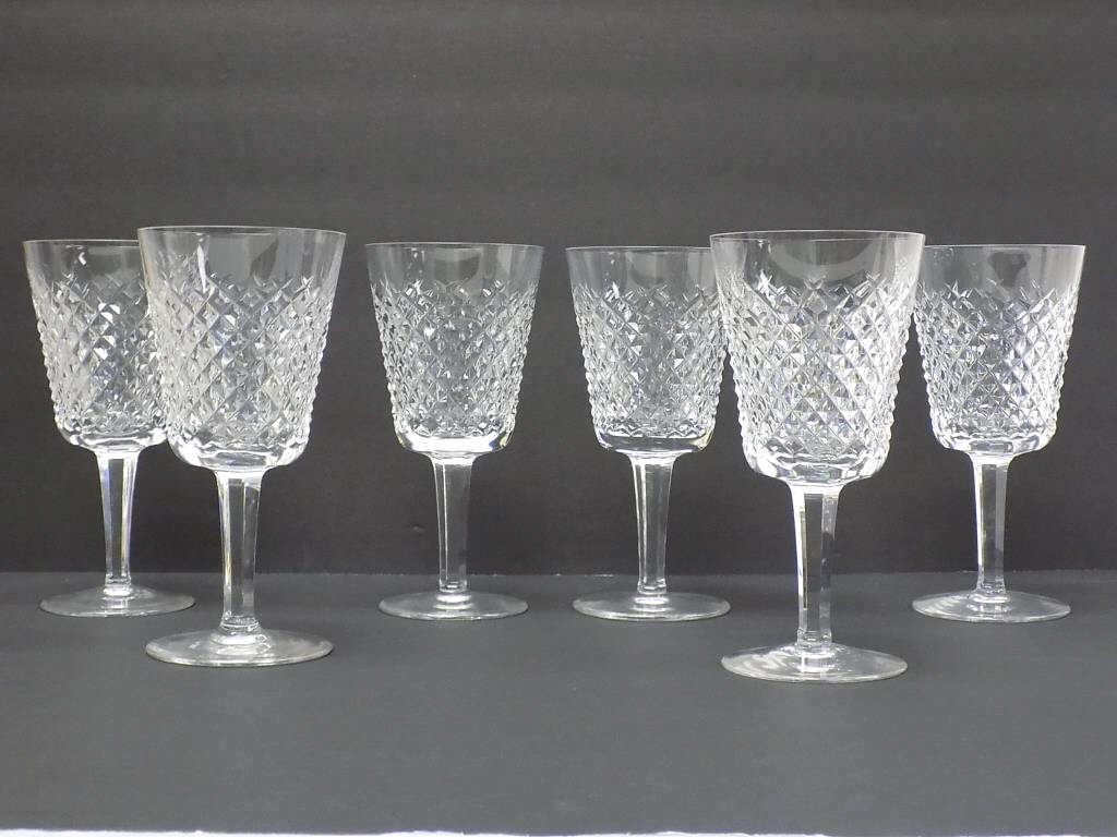 WATERFORD CRYSTAL BIG CHAMPAGNE / WINE GLASS SET: Waterford Crystal Stemware Larger Size Set of 6 Wine Glasses. Height 7"