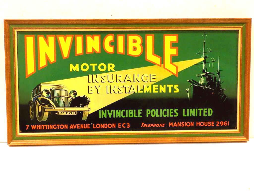 INVINCIBLE INSURANCE ADVERTISING TIN SIGN (1 of 4)