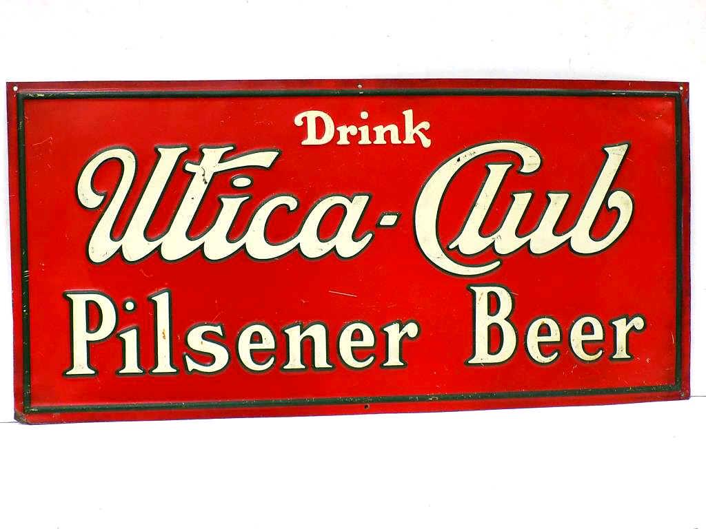 VINTAGE DRINK UTICA CLUB BEER ADVERTISING SIGN (1 of 3)