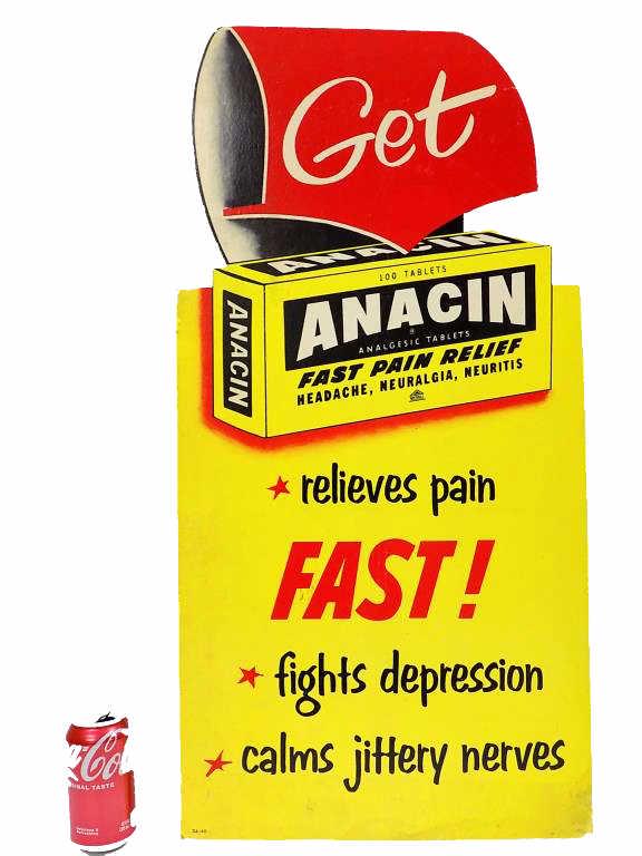 RARE 1940 ANACIN ASPIRIN ADVERTISING SIGN (1 of 2)