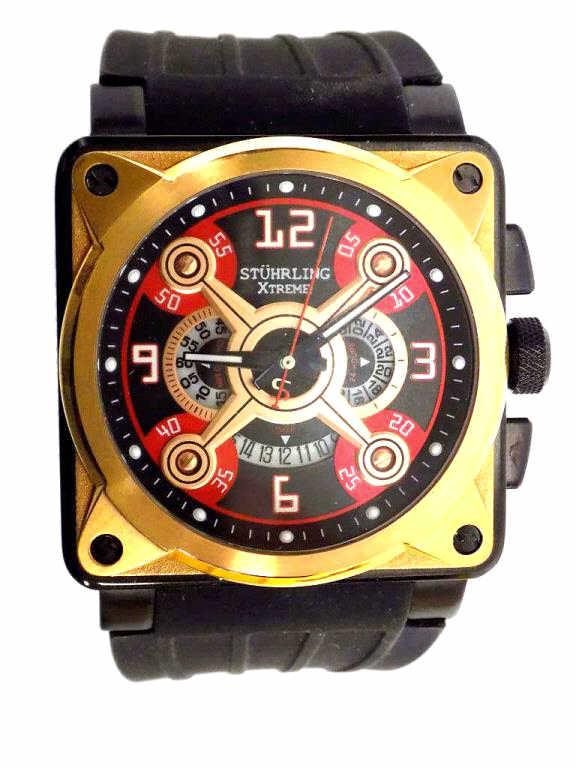 STUHRLING GOLD TONE XTREME CHRONOMETER WRISTWATCH (1 of 5)