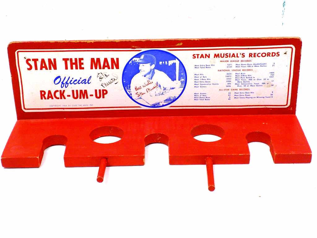 1964 STAN MUSIAL SIGNED BASEBALL BAT DISPLAY RACK (1 of 3)