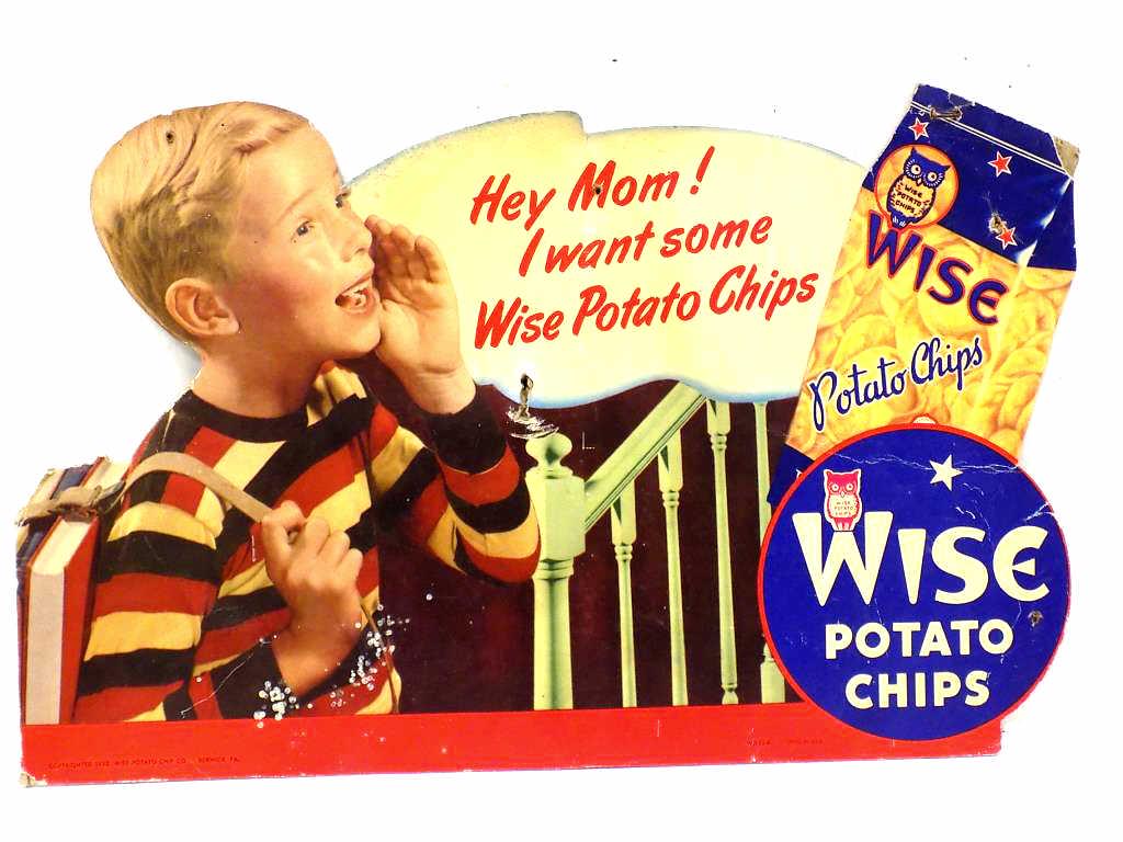 1952 WISE POTATO CHIPS CARDBOARD ADVERTISING SIGN (1 of 1)
