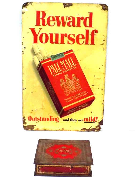 VINTAGE PALL MALL CIGARETTES ADVERTISING SIGN BOX (1 of 4)
