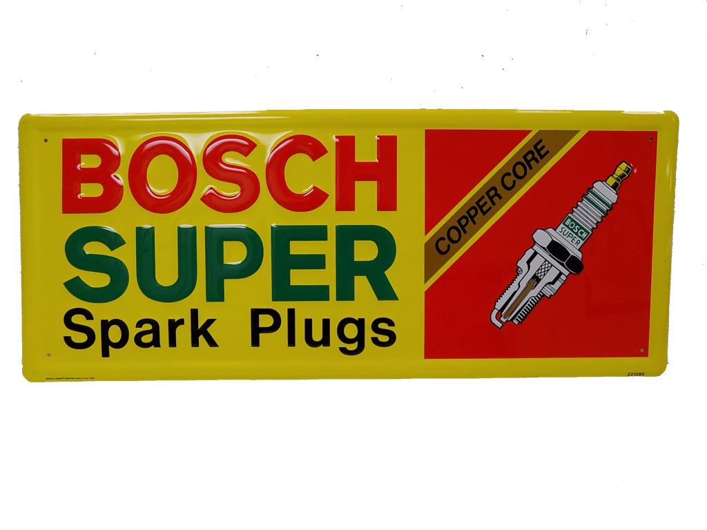 BOSCH SUPER SPARK PLUGS ADVERTISING TIN SIGN (1 of 2)