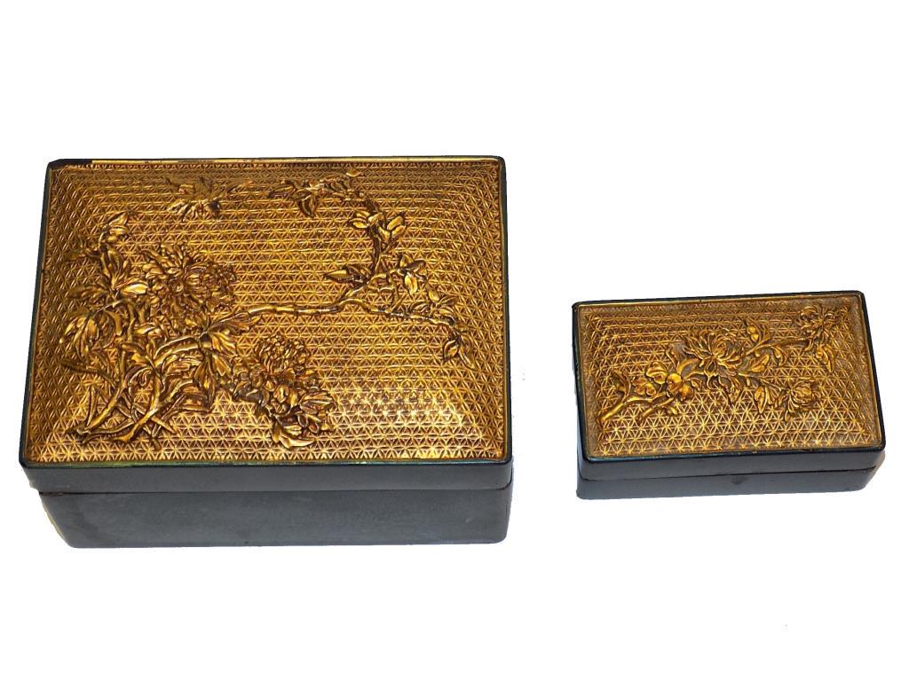 CHINESE GILT BLOSSOMS LACQUER BOXES (1 of 2)