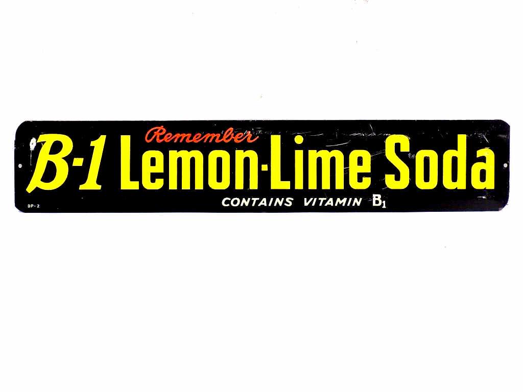 1930'S B-1 LEMON LIME SODA ADVERTISING METAL SIGN (1 of 2)