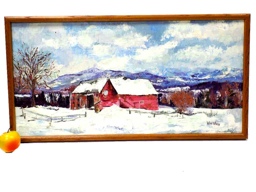 WILLIAM WHITE - WINTER BARN LANDSCAPE PAINTING (1 of 4)