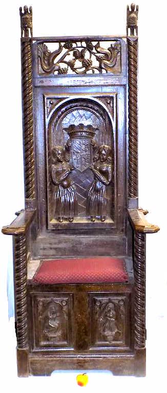 GRAND RENAISSANCE REVIVAL OAK THRONE CHAIR (1 of 15)