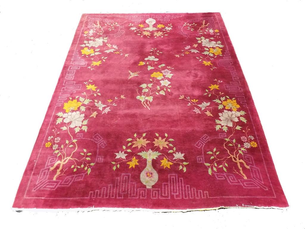 CHINESE PALACE SIZE MAROON NICHOLS RUG (1 of 9)