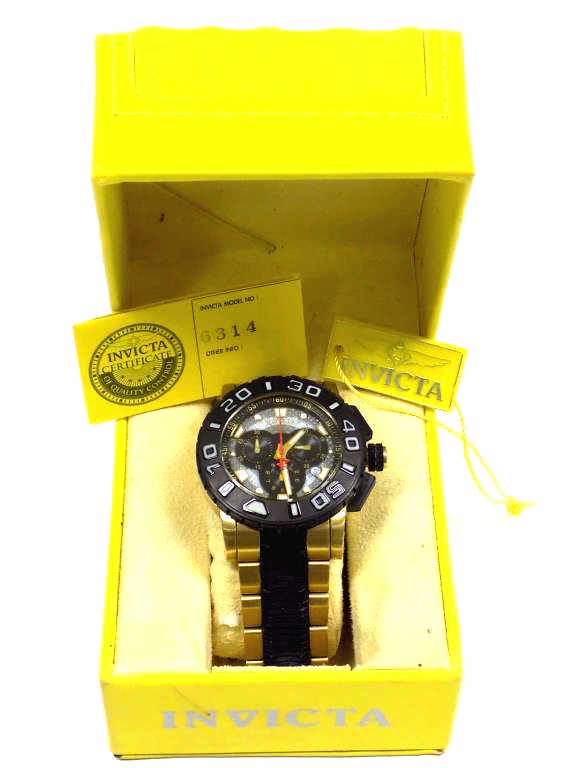 INVICTA RESERVE GOLD PLATED WRISTWATCH MODEL6314 (1 of 7)