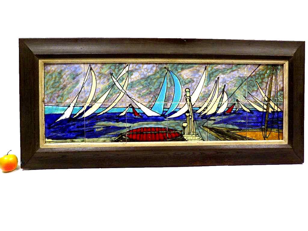 HARRIS STRONG - MIDCENTURY MODERN BOATS TILE ART (1 of 4)