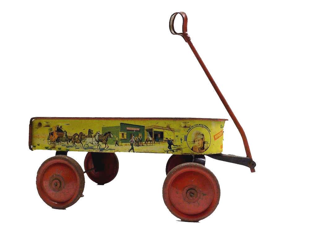 1950'S DISNEY'S DAVY CROCKETT TIN TOY PULL WAGON (1 of 4)