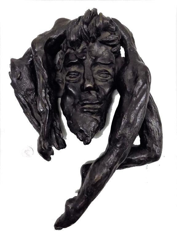 SURREALIST BACCHUS & NUDE BRONZE SCULPTURE: Circa 1960's 70's Midcentury Surrealist Bronze Sculpture. Depicting a Bacchus with Reclining Nude Female. Weighs 31 lbs. 10.50" x 15.50" Dark Patina. Provenance: From a Private New York Estate.