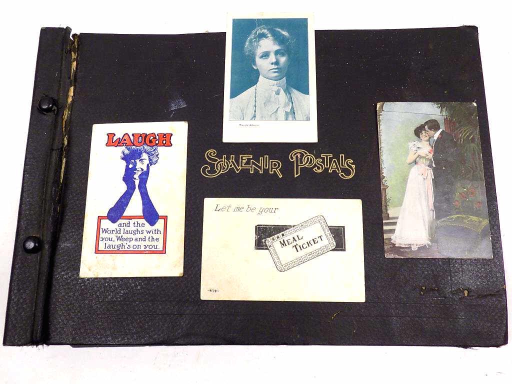 ANTIQUE POSTCARD ALBUM W/ 247 POST CARDS (1 of 13)