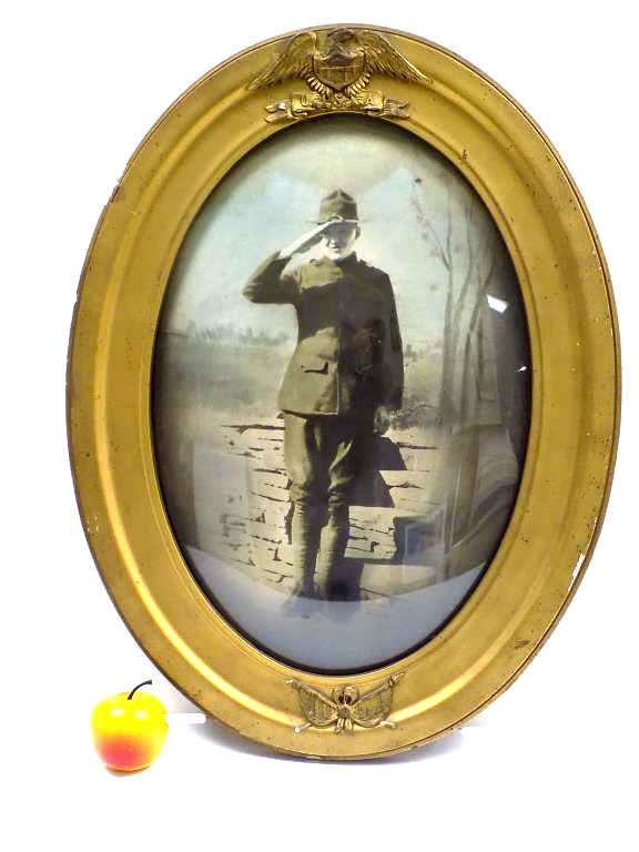 WWI U.S. ARMY SOLDIER AMERICAN EAGLE FRAMED PHOTO (1 of 4)