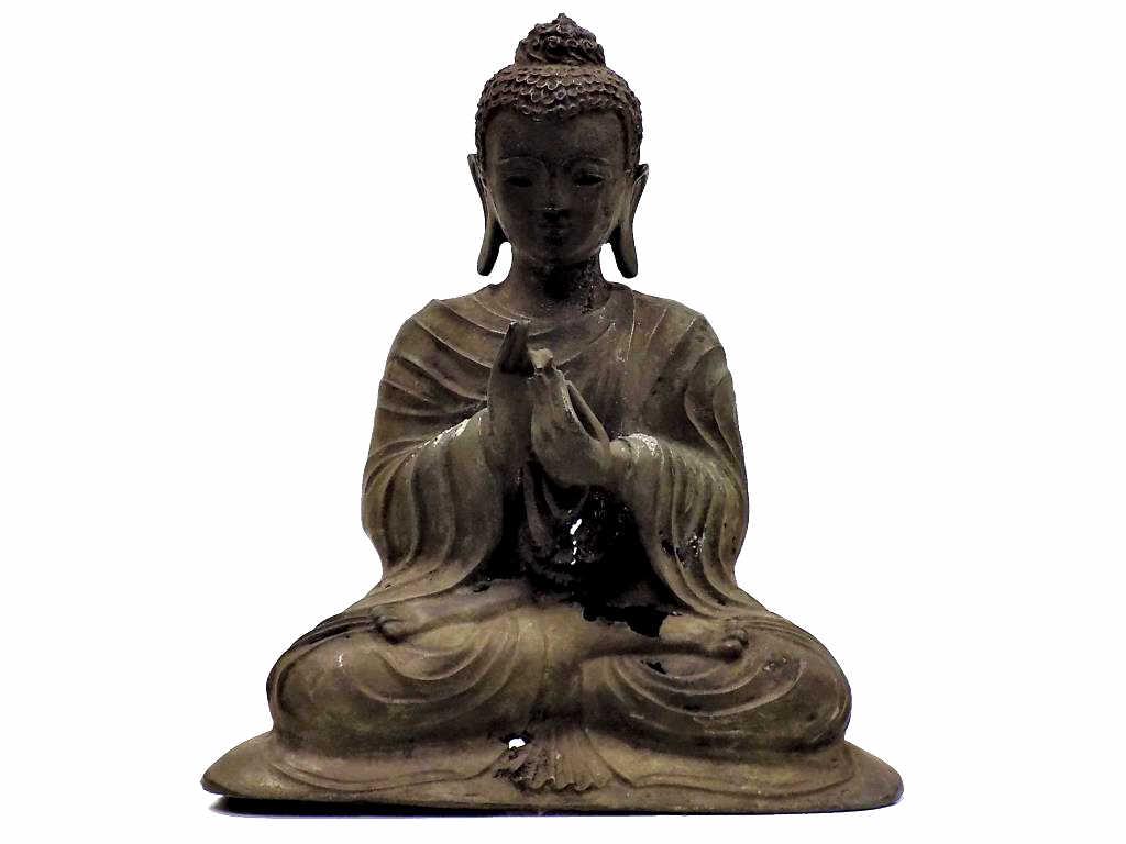 ANCIENT CHINESE BRONZE SEATED BUDDHA (1 of 8)