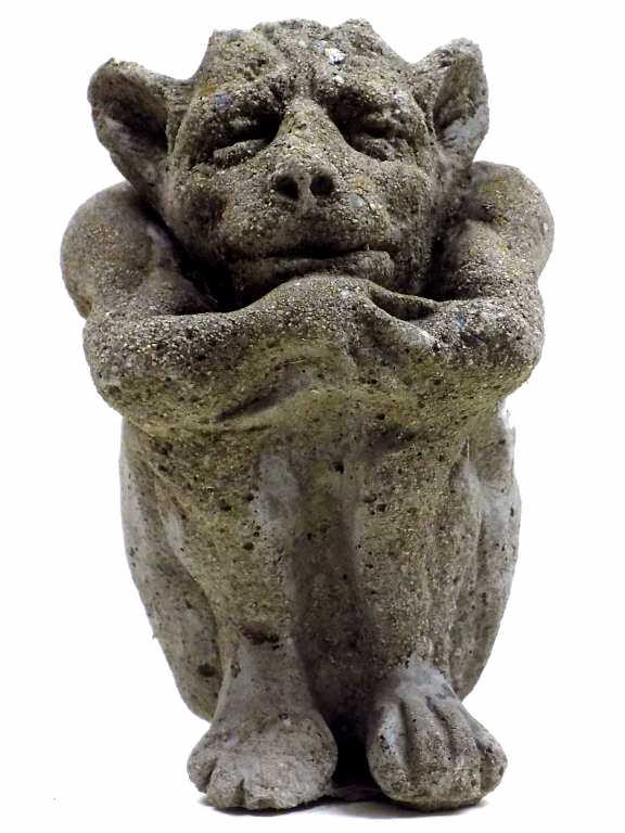 MEDIEVAL GARGOYLE STONE CARVING: Medieval Seated Gargoyle Stone Carving. Height 8"