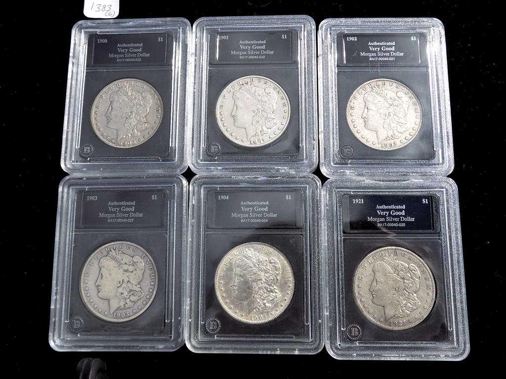 GROUP OF MORGAN SILVER DOLLARS 1900-1904 1921 (1 of 1)