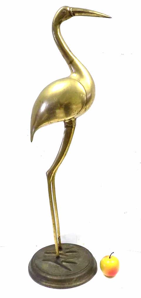 LARGE SOLID BRASS STORK SCULPTURE (1 of 3)