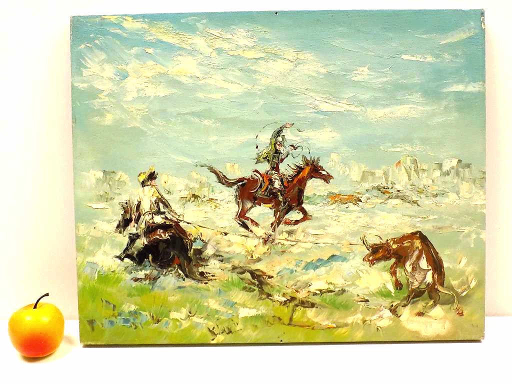 OLD WESTERN COWBOYS PAINTING (1 of 5)