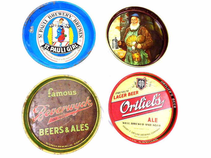 VINTAGE METAL BEER ADVERTISING TRAYS (2159) on Nov 06, 2022 Great
