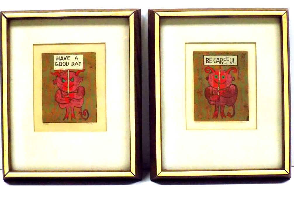 AL ROBI - DEVILISH SIGNED LINOCUT PRINTS (1 of 7)