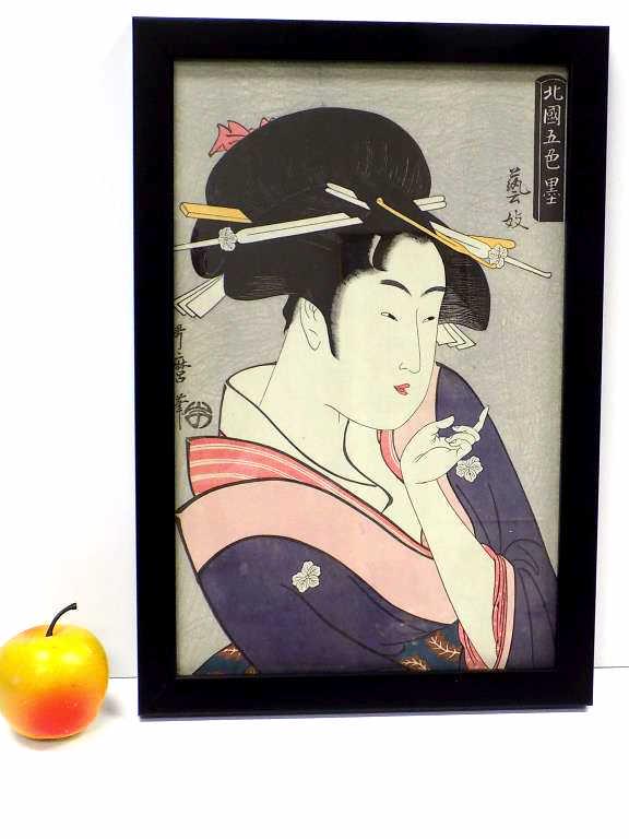 UTAMARO - JAPANESE GEISHA GIRL WOODBLOCK PRINT (1 of 3)