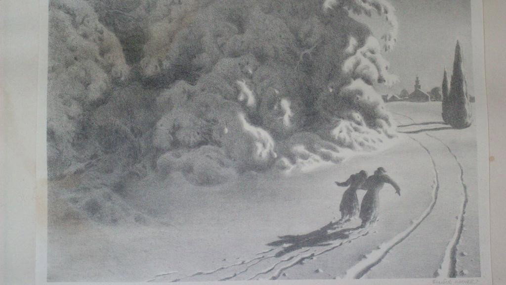 ELLISON HOOVER (AMERICAN 1888 -1955): FAIR & COLDER. Lithograph. Signed LR in Pencil. AAA. Associated Amercian Artists. faint staining