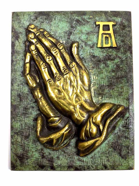 ALBRECHT DURER - PRAYING HANDS GILT BRONZE PLAQUE (1 of 1)