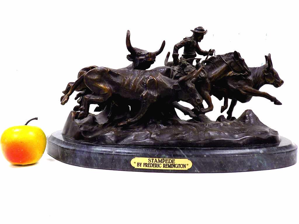 FREDERIC REMINGTON - STAMPEDE COWBOY BRONZE (1 of 8)
