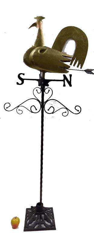 ANTIQUE GILT METAL ROOSTER WEATHERVANE (1 of 4)