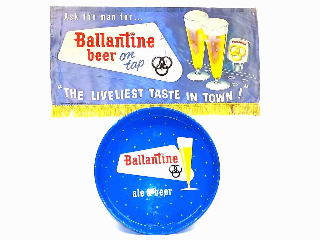 1950'S BALLANTINE BEER ADVERTISING BANNER & TRAY (1 of 3)