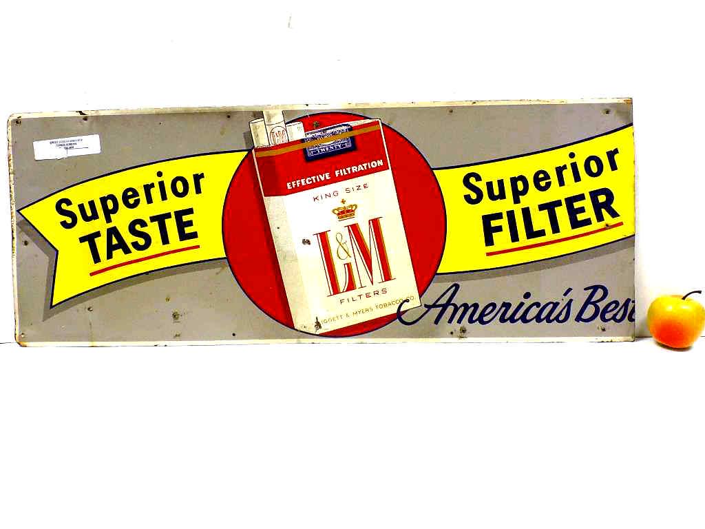 L&M CIGARETTES TOBACCO ADVERTISING METAL SIGN (1 of 4)