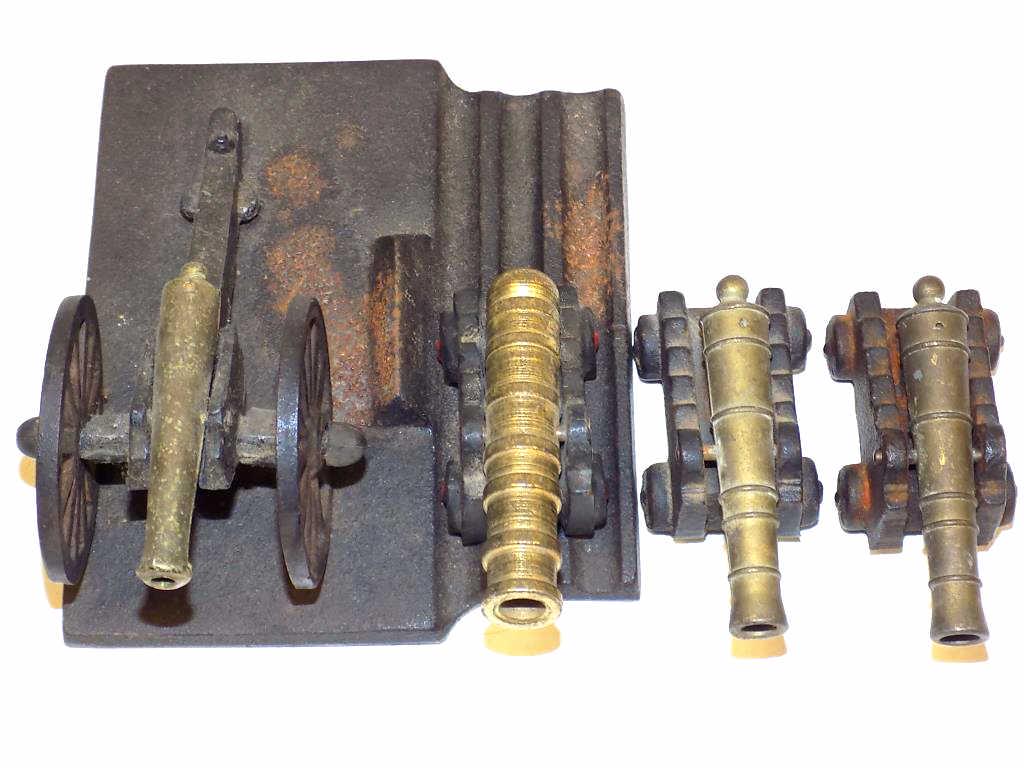 VINTAGE CAST IRON & BRASS TOY CANNONS LOT (1 of 3)