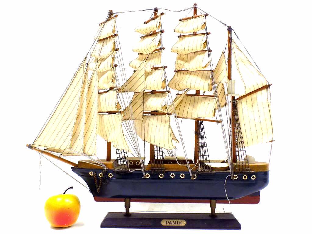 VINTAGE GERMAN PAMIR WOODEN SHIP MODEL: Vintage German Pamir Wooden Ship Model. Hand Painted. Height 17" x Length 19"