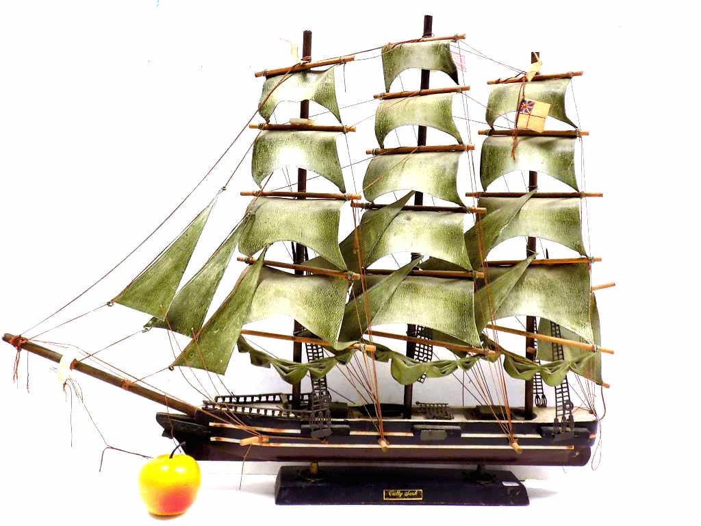 VINTAGE BRITISH CUTTY SARK SHIP MODEL: Vintage British Cutty Sark Ship Model. Nice Detail. Height 22" x Length 28"