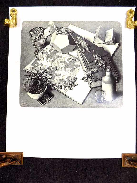 MC ESCHER - VINTAGE REPTILES POSTER: M.C. Escher - 1898-1972 Netherlands - Vintage 2-Dimensional Poster Entitled Reptiles. Offset Lithograph. 21.50" x 25.50"