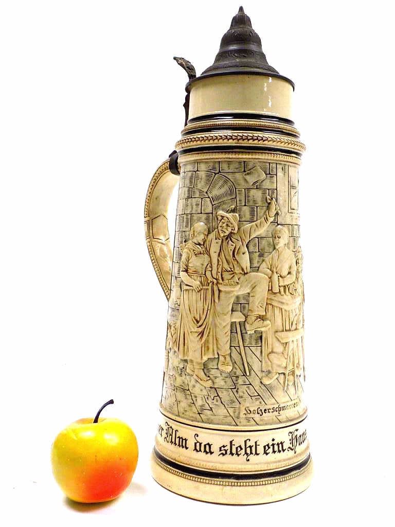 Big Holzerschmarren Tavern Scene Beer Stein Auction