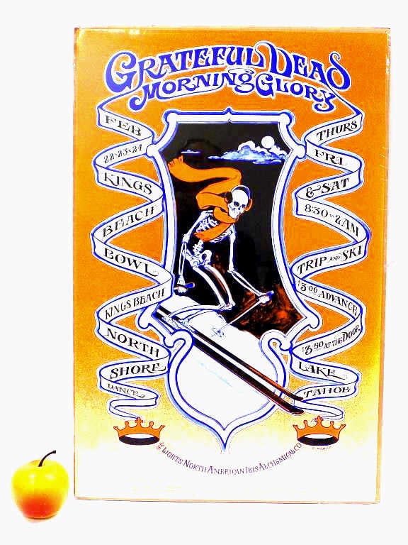 GRATEFUL DEAD MORNING GLORY CONCERT POSTER: Grateful Dead Morning Glory Concert Poster. Lights North American Ibis Alchemical Co. Limited Edition Reprint of the 1968 Kings Beach Bowl Concert. Skiing Skeleton. Approximately 14.25" x 22"