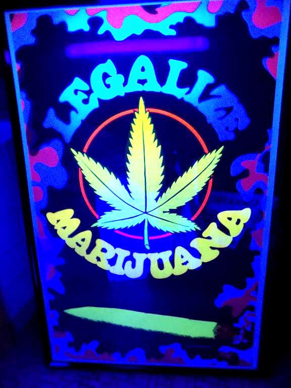 1970'S PSYCHEDELIC MARIJUANA BLACKLIGHT POSTER: Vintage 1970's Legalize Marijuana Black Light Poster No. 108 23" x 36". Excellent Condition.