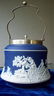 30X: ADAMS JASPERWARE COBALT BISCUIT JAR