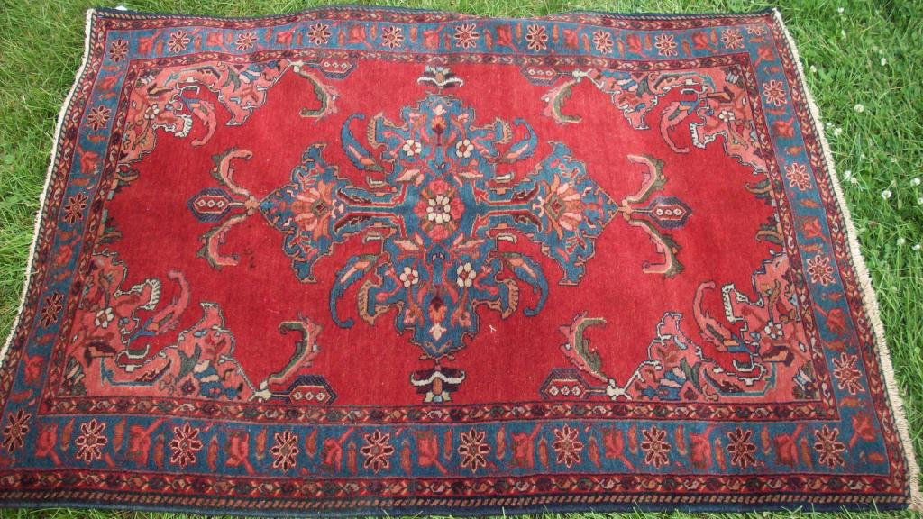 ANTIQUE PERSIAN SAROUK ? RUG: Antique Persian rug. Iranian / made in Iran. 56 1/4" x 41 1/2". Condition: very nice, few discolored threads. Provenance: Private collection